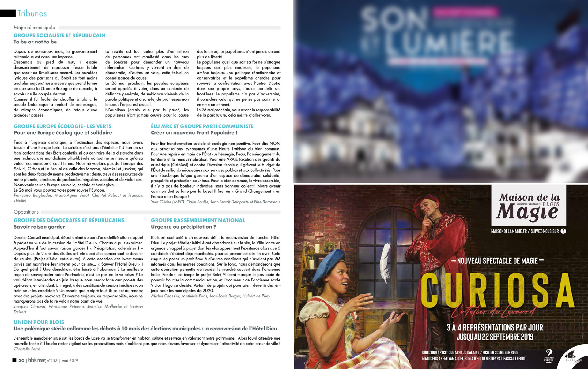Parution dans Blois Mag de mai 2019 : Affiche du spectacle Curiosa. Photo © Nicolas Wietrich